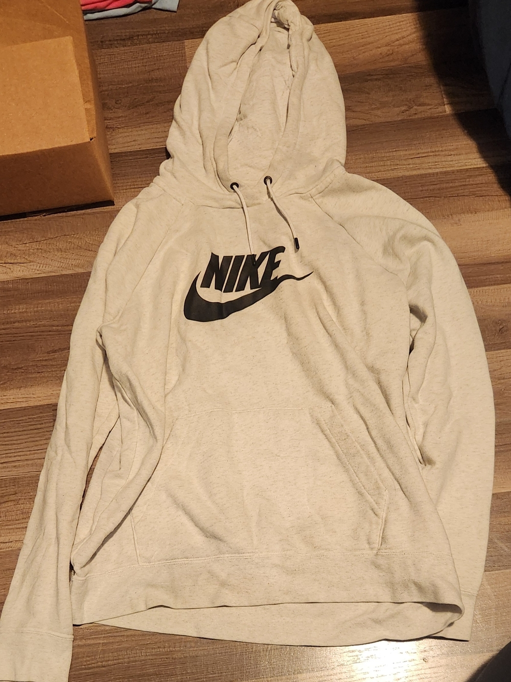 Nike Womens Light Grey Hoodie with Black Swoosh Logo